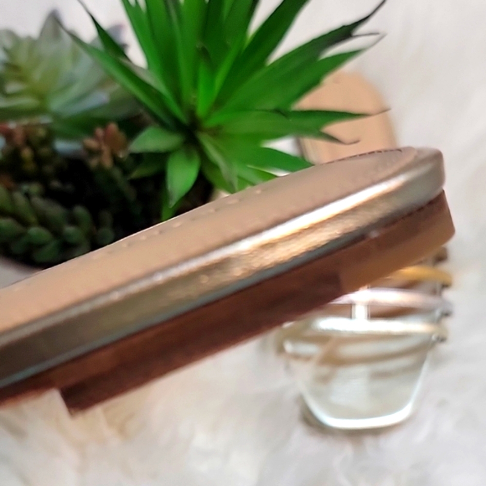 Veronica Beard | Mazon Platinum Metallic Strappy Slide Sandals - Picture 5 of 10